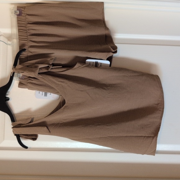 Elegant Brown Tie-Shoulder Tank Top And Short Set - Picture 8 of 8